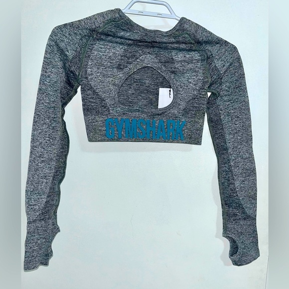 Gymshark Flex long sleeve crop top in charcoal/teal - Picture 5 of 11